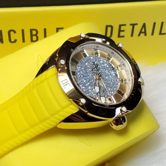 Invicta Watch Stainless Steel Silicone Gold Yellow Women Accessories Watch - Picture 9 of 16